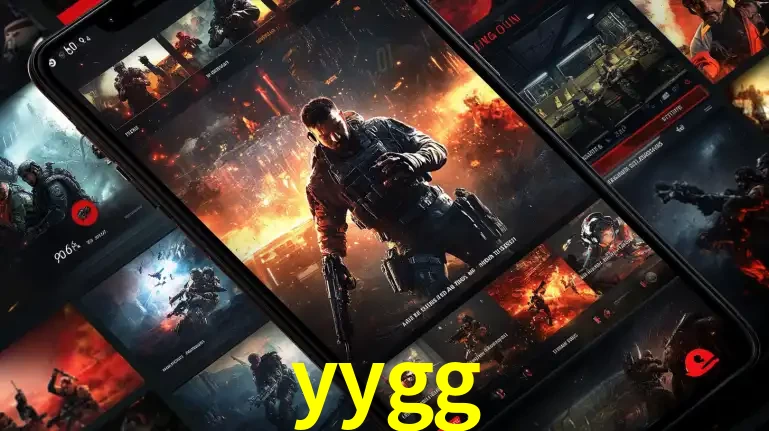 Tela de um celular exibindo uma galeria de jogos de tiro com temática militar, mostrando a variedade de e-sports disponíveis para apostas na plataforma de entretenimento yygg.