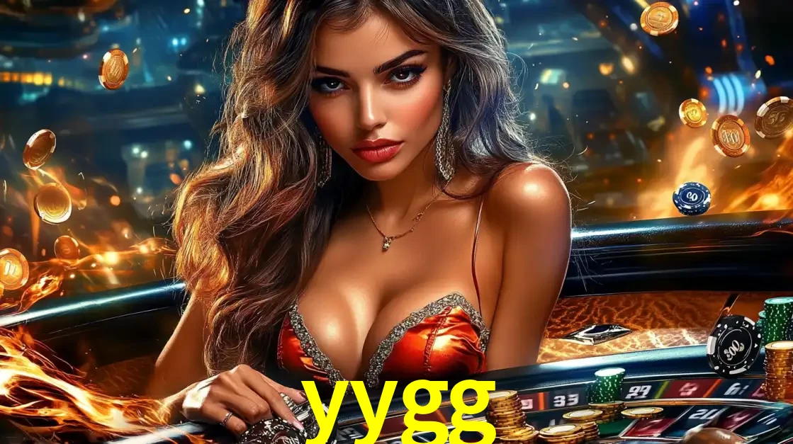 Mulher glamourosa em uma mesa de roleta com um fundo de chamas e moedas voadoras, pronta para fazer sua aposta e ganhar grandes prêmios no cassino ao vivo yygg.